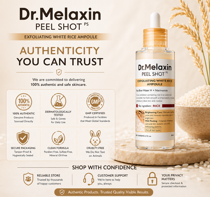 Dr. Melaxin Peel Shot Exfoliating White Rice Ampoule – Brightening & Gentle Peeling Serum