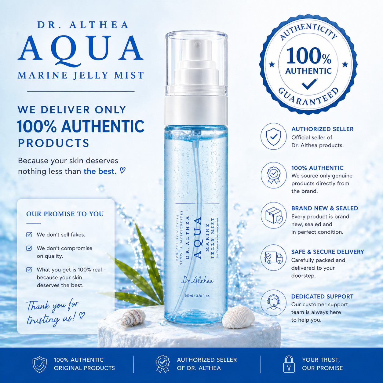 Dr. Althea Aqua Marine Jelly Mist – Hydrating Glow Facial Mist for All Skin Types (100ml)
