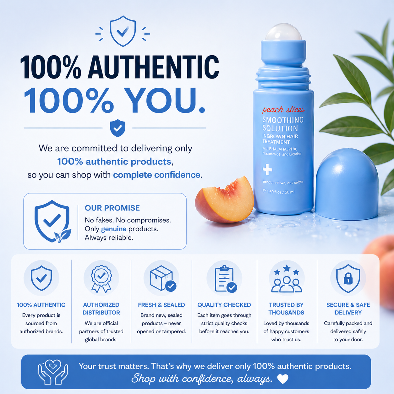 Peach Slices Smoothing Solution Ingrown Hair Treatment with AHA, BHA & PHA – 50ml