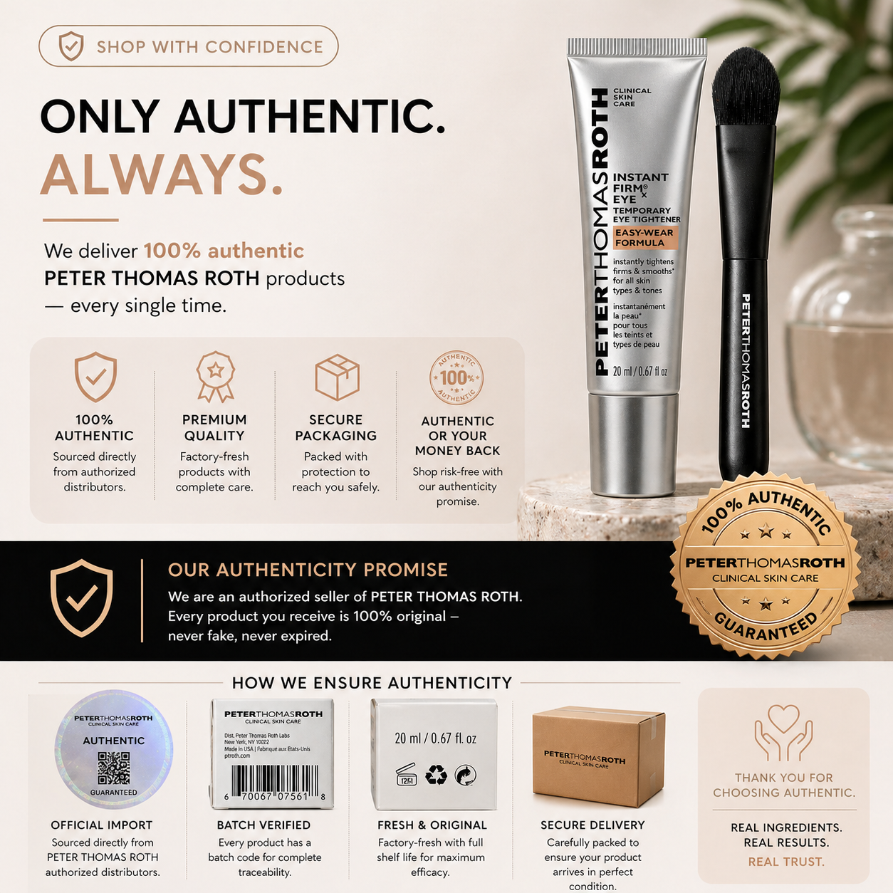 Peter Thomas Roth Instant FIRMx Eye Tightener – Temporary Under Eye Lifting & Smoothing Cream (20ml)