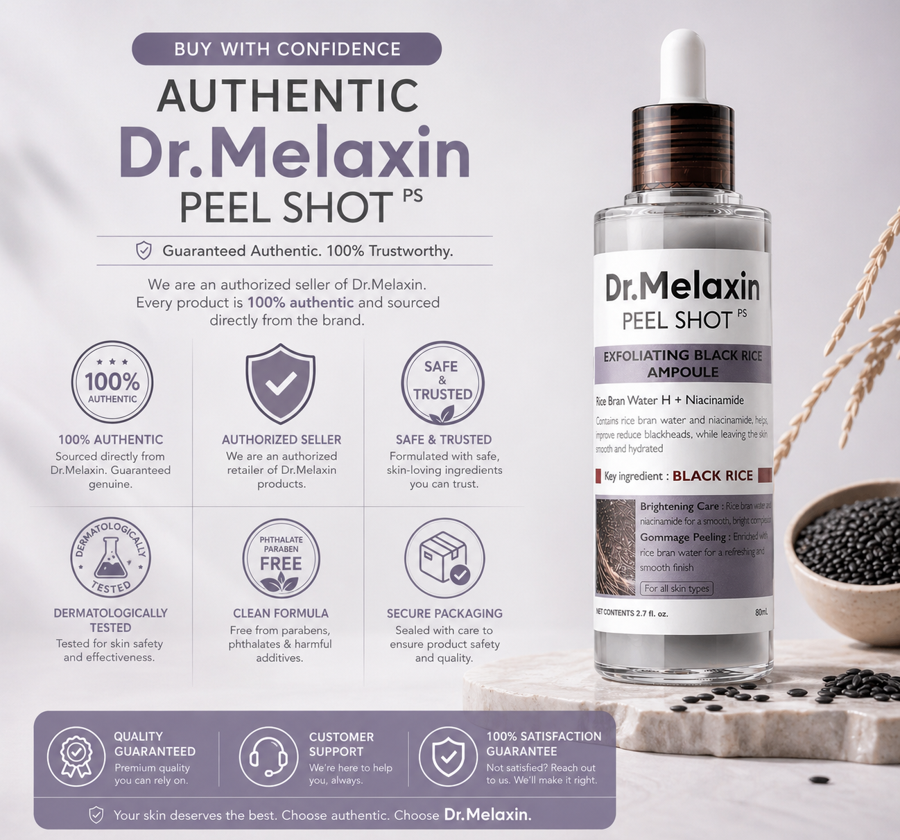 Dr. Melaxin Peel Shot Exfoliating Black Rice Ampoule